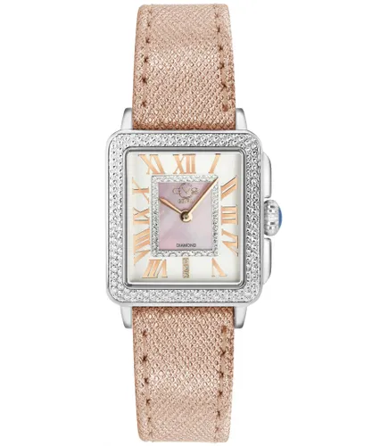 Gv2 Padova 12302 WoMens Swiss Quartz Pink Leather Diamond Watch - Silver - One Size