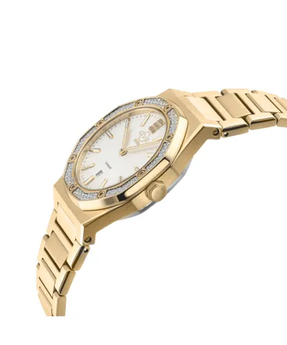Gv2 Palmanova WoMens Swiss Quartz Diamonds Silver Dial yellow gold watch - One Size