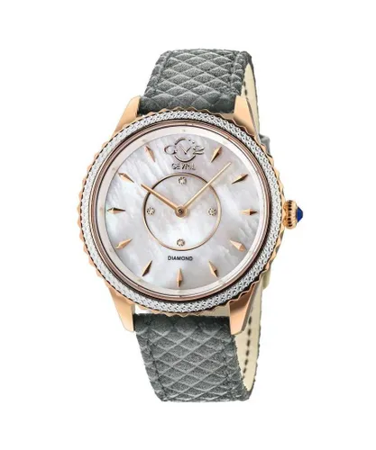 Gv2 Siena WoMens Mother of Pearl White Dial Grey Leather Strap Watch - One Size