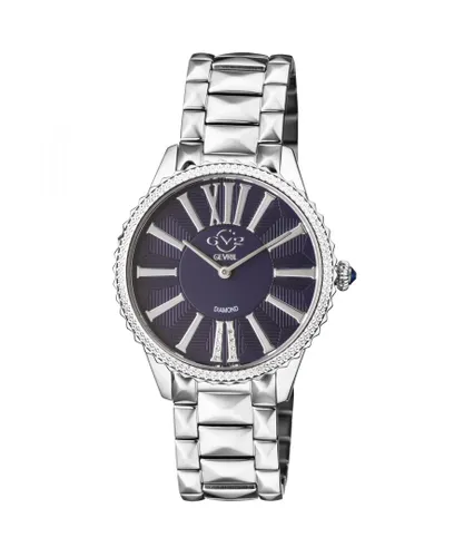 Gv2 Siena WoMens Swiss Quartz Diamonds Blue Dial Stainless Steel Watch - Silver - One Size
