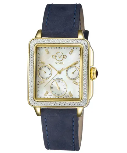 Gv2 WoMens Bari Suede Gold Tone Swiss Quartz Blue Leather Watch - One Size