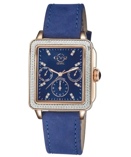 Gv2 WoMens Bari Suede Gold Tone Swiss Quartz Blue Leather Watch - One Size
