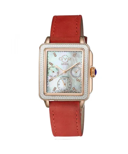 Gv2 WoMens Bari Suede Gold Tone Swiss Quartz Red Leather Watch - One Size