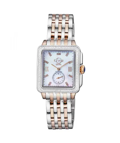 Gv2 WoMens Bari Swiss Quartz Mother of Pearl dial Diamonds Two-Tone Rose Gold & Stainless Steel Watch - Silver & Gold - One Size