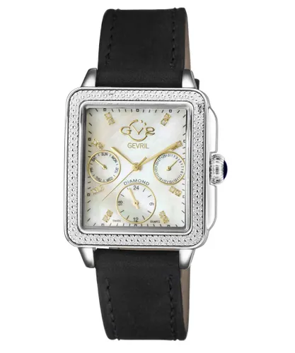 Gv2 Womens By Gevril Bari Suede Mother of Pearl Diamond Multifunction Swiss Red Watch Leather - One Size