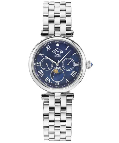 Gv2 Womens Florence Blue Mother of Pearl Dial 12512 Diamond Swiss Quartz Watch - Silver Stainless Steel - One Size