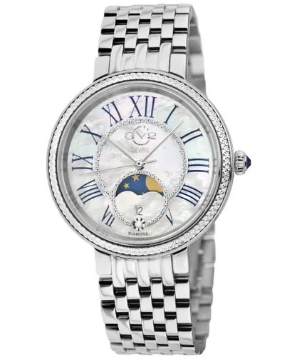 Gv2 WoMens Genoa SS Case,White MOP Dial, Stainless Steel Bracelet - Silver - One Size