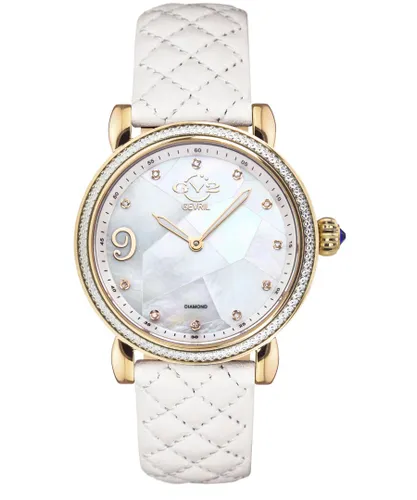 Gv2 WoMens Ravenna Gold Tone Swiss Quartz White Calfskin Leather Watch - One Size