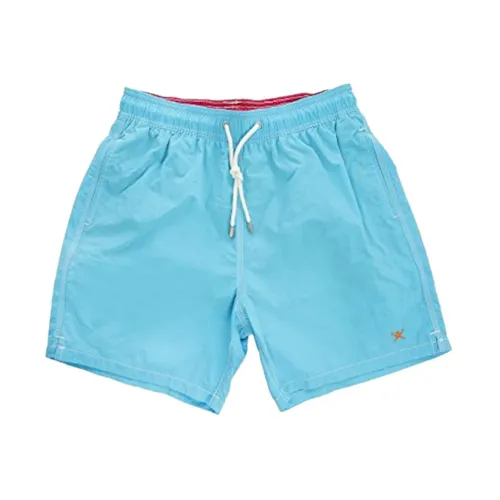 Hackett , Blue Swim Shorts with Elastic Waist and Logo ,Blue male, Sizes: