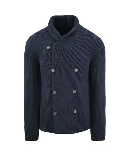Hackett London Double Shawl Mens Navy Sweater Wool (archived)