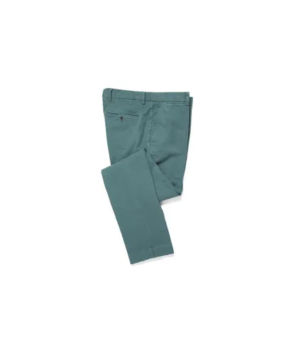 Hackett London Mens Garment-Dyed Texture Trousers in Pine Green
