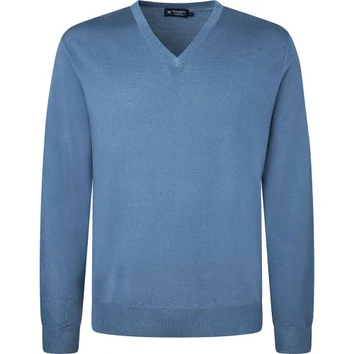 Hackett London Men's GMD Merino Silk V NCK Pullover Sweater