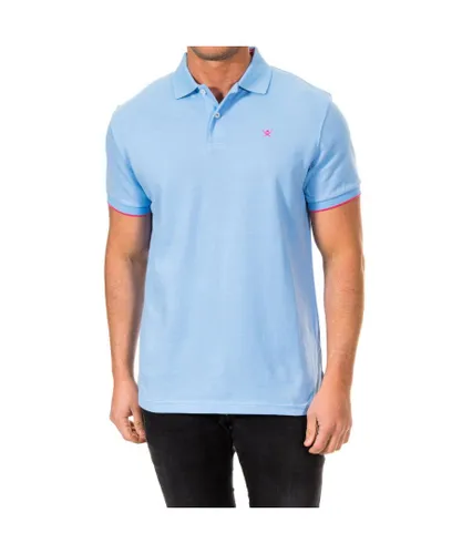 Hackett London Mens short-sleeved polo shirt with lapel collar HM561231 - Blue Cotton