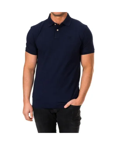 Hackett London Mens short-sleeved polo shirt with lapel collar HM561503 - Blue Cotton