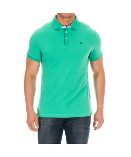 Hackett London Mens short-sleeved polo shirt with lapel collar HM561798 - Green Cotton