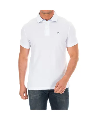 Hackett London Mens short-sleeved polo shirt with lapel collar HM561798 - White Cotton