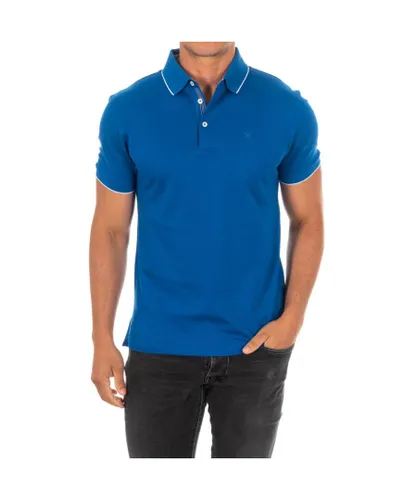 Hackett London Mens short-sleeved polo shirt with lapel collar HM561801 - Blue Cotton