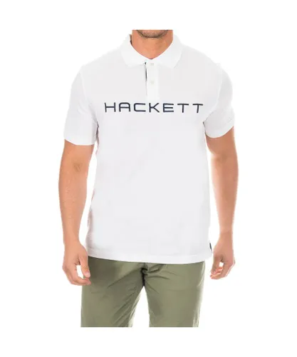 Hackett London Mens short-sleeved polo shirt with lapel collar HMX1007B - White Cotton