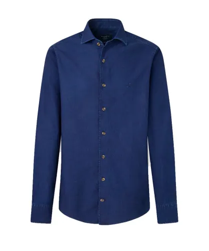 Hackett London Mens Slim Fit Denim Shirt Dark Blue