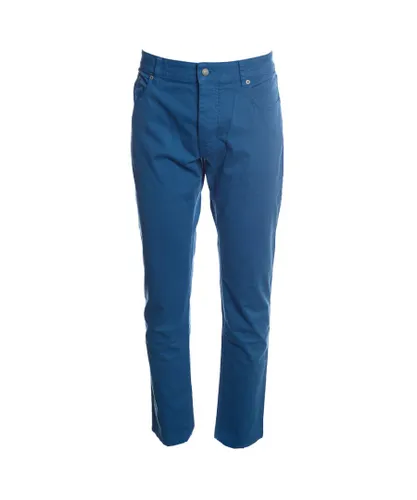 Hackett London Mens Tricotine Trousers, 5 x Pocket in Teal - Blue Cotton