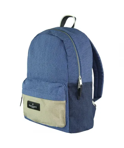 Hackett London Unisex Canvas Mens Blue Backpack - Cream - One Size