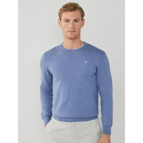 Hackett Mens Chambray Blue Cotton Silk Crew Neck Sweatshirt