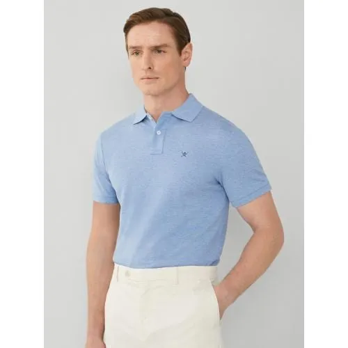 Hackett Mens Chambray Blue Slim Fit Logo Polo Shirt