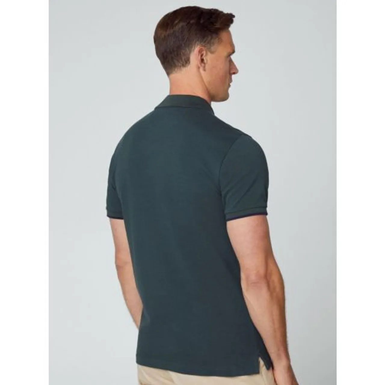 Hackett Mens Dark Green Woven Trim Polo Shirt
