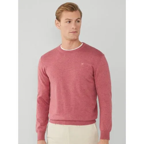 Hackett Mens Dusty Red Cotton Silk Crew Neck Sweatshirt