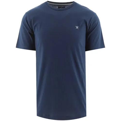 Hackett Mens Navy Grey Embroidered Logo T-Shirt