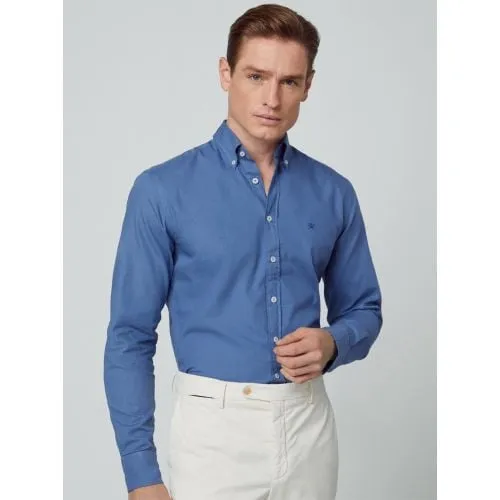 Hackett Mens Oxford Blue Garment Dyed Oxford Shirt