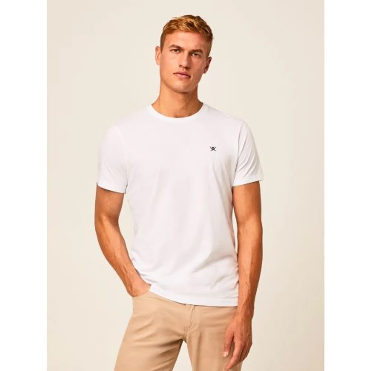 Hackett Mens White Embroidered Logo T-Shirt