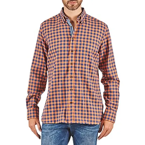 Hackett  SOFT BRIGHT CHECK  men's Long sleeved Shirt in Orange