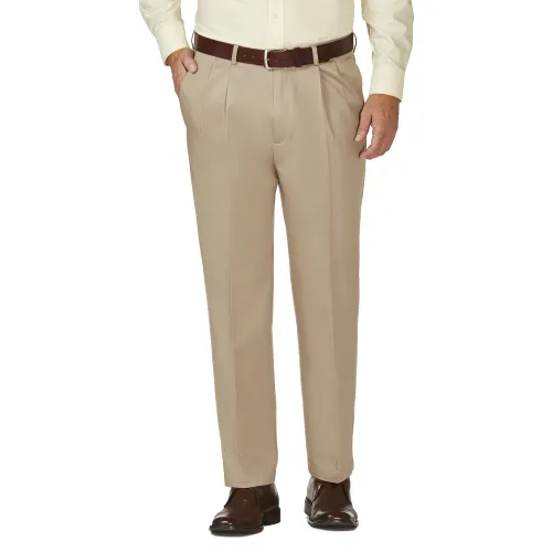 Haggar Men's Work to Weekend No Iron Twill Pleat Front -