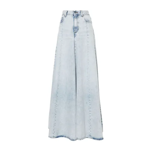Haikure , Light Blue Denim Skirt with Distressed Effect ,Blue female, Sizes: