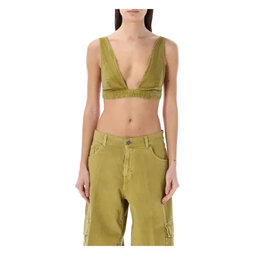 Haikure , Olive V-Neck Cotton Top ,Green female, Sizes: