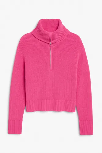 Half zip knit sweater - Pink