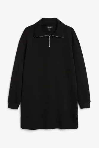 Half zip sweatshirt dress - Black