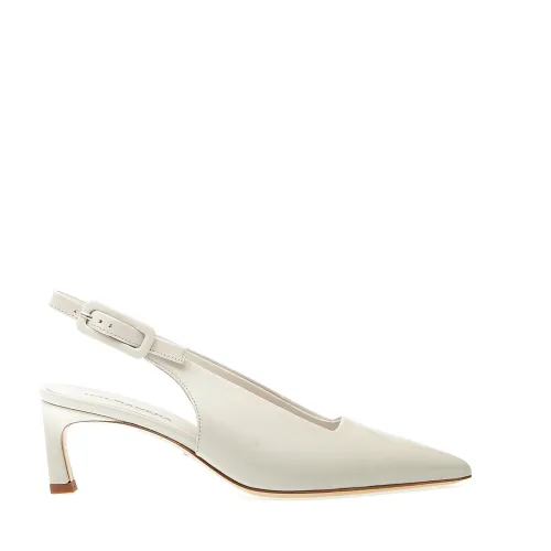 Halmanera , Slingback Patent Leather Thin Heel ,White female, Sizes:
