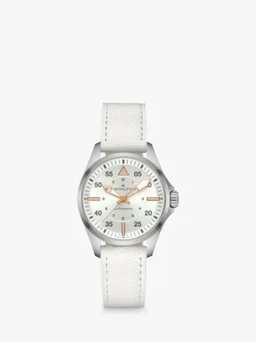 Hamilton Women's Khaki Pilot Automatic Leather Strap Watch - White H76215850 - Female
