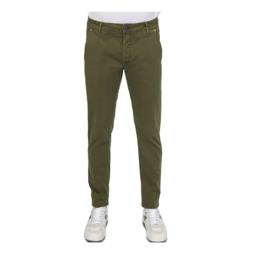 Hand Picked , Slim-fit Trousers ,Green male, Sizes: