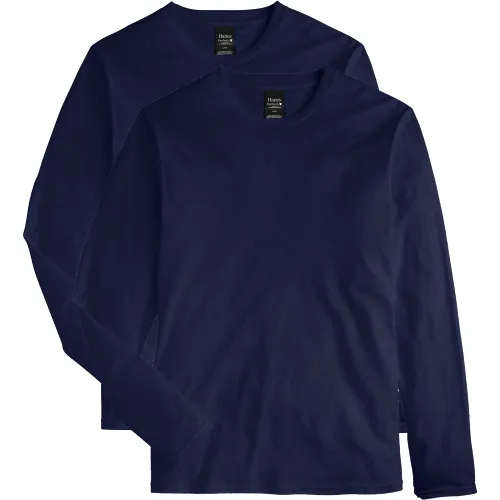 Hanes Men's Long Sleeve Nano Cotton Premium T-Shirt (Pack