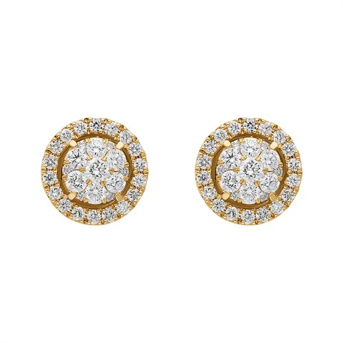 Hans D Krieger 18ct Rose Gold 0.49ct Diamond Cluster Round Stud Earrings - Gold