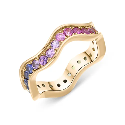 Hans D Krieger 18ct Rose Gold 1.65ct Sapphire Multicoloured Wave Eternity Ring - Gold