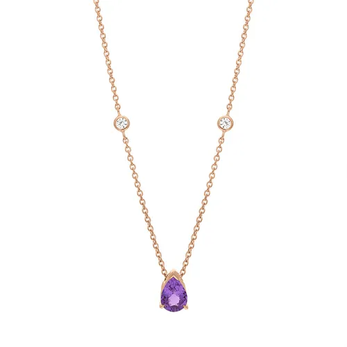 Hans D Krieger 18ct Rose Gold Sapphire Diamond Pear Drop Necklace - Gold
