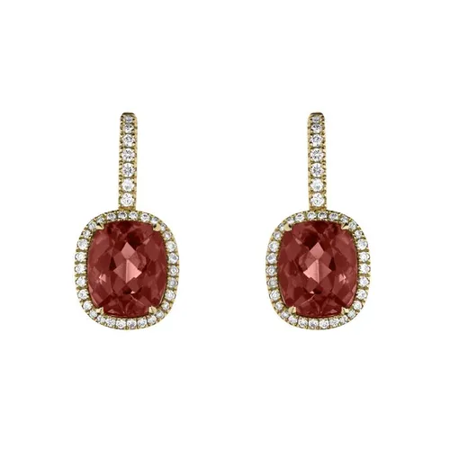 Hans D. Krieger 18ct Rose Gold Tourmaline Diamond Drop Earrings D - Rose Gold