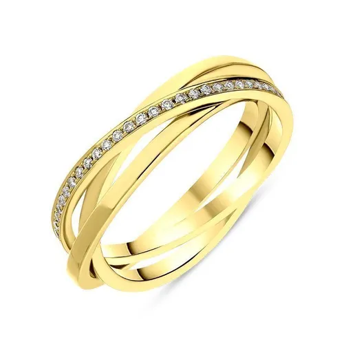 Hans D. Krieger 18ct Yellow Gold 0.25ct Diamond Crossover Band Ring