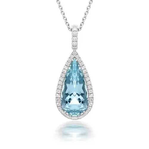 Hans D Krieger White Gold 6.98ct Aquamarine Diamond Necklace D