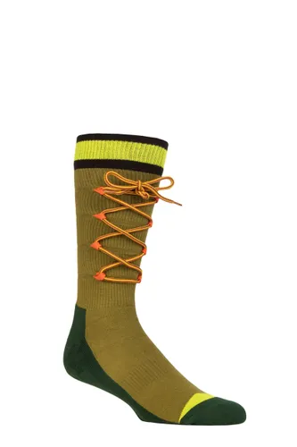 Happy Socks 1 Pair Lace Up Combed Cotton Hiking Socks Green 7.5-11.5 Unisex