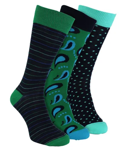 Happy Socks HS by - Mens 3 Pack Fun Novelty Dress - Stripe (Green) Cotton